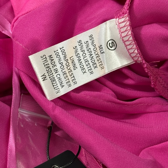 Fashion Nova Genesis Ruffle Satin Maxi Dress Pink Fuchsia Size Small NWT - Picture 7 of 8